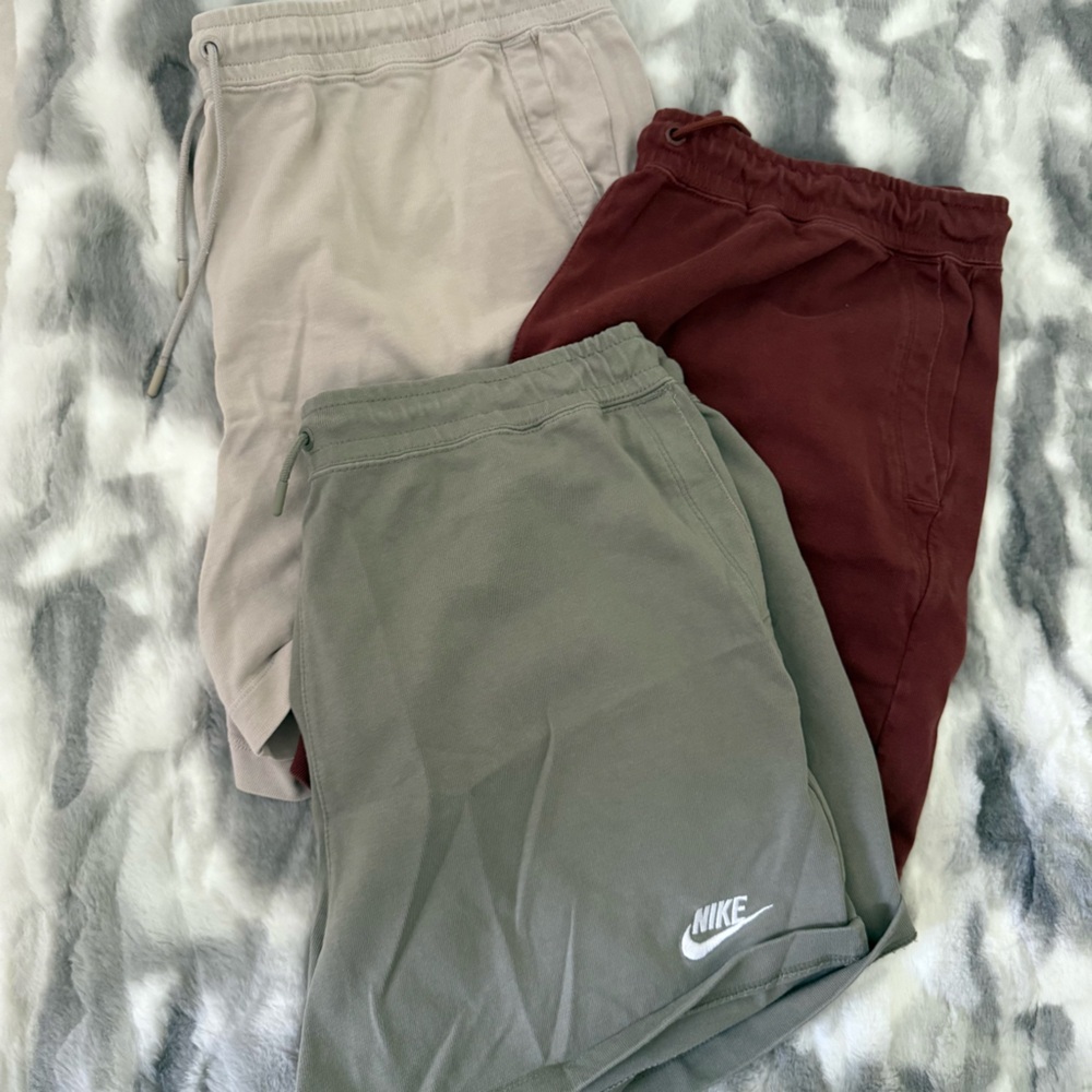 Nike Shorts Set in Gray, Maroon, and Beige